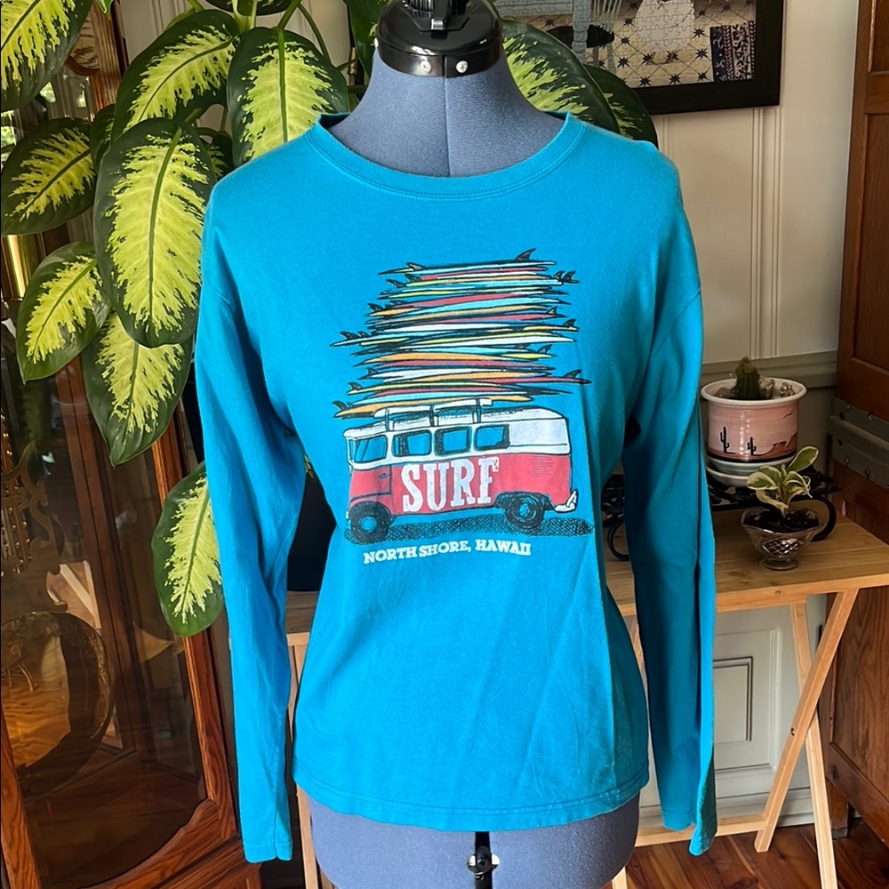 Crazy Shirts Blue Surf Graphic Long Sleeve Shirt